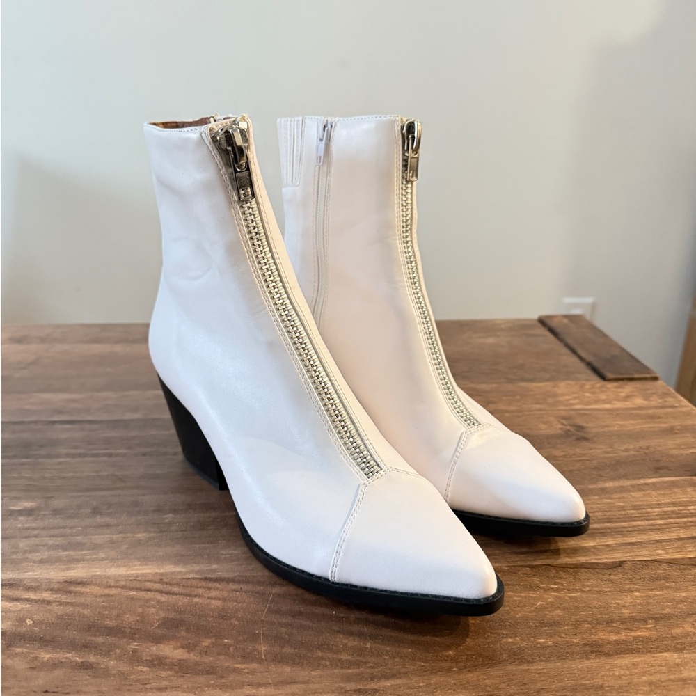 Jeffrey Campbell, White Zippered Ankle Boots